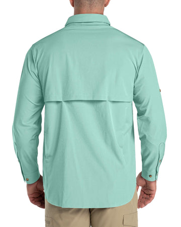Men's 2 Zip Pockets UPF 50+ Breathable Mesh Lined Vents Adjustable Sleeve Shirt